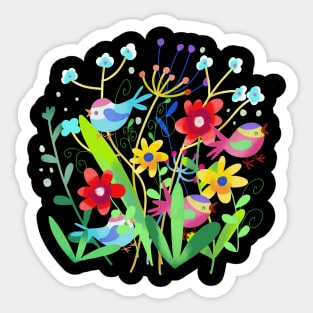 Summer flowers and bird Sticker